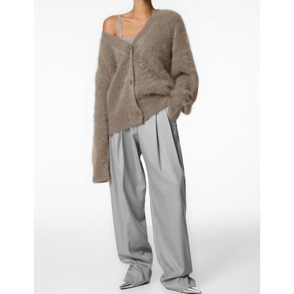 Women's Fuzzy Knit Cardigan Medium V Neck Button Long Sleeve Casual Sleeve - Picture 3 of 6